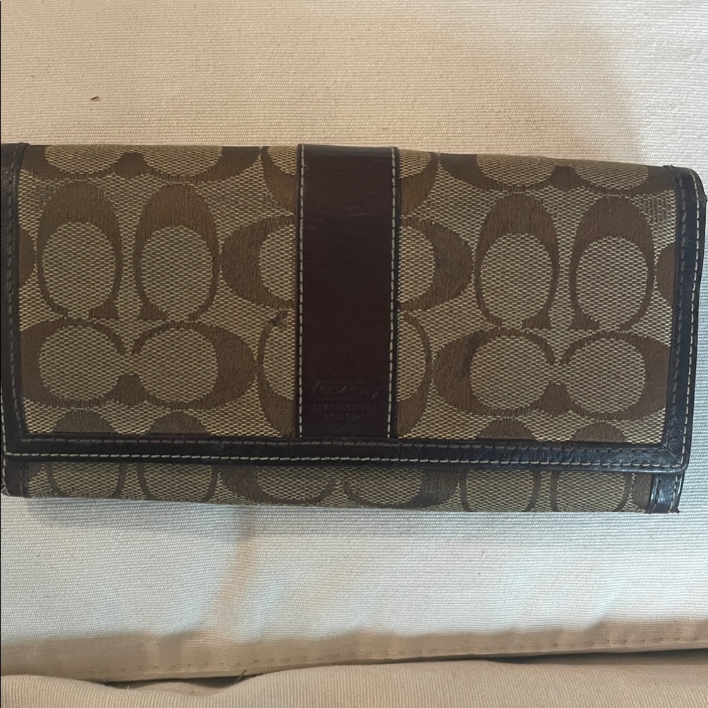 Coach Brown and Tan Signature Wallet